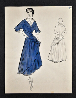 Jean Dessès - Original fashion drawing n°207
