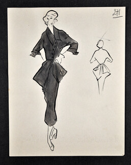Jean Dessès - Original fashion drawing n°271
