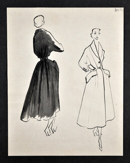 Jean Dessès - Original fashion drawing n°314 bis