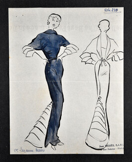 Jean Dessès - Evening Dress, Original fashion drawing n°280