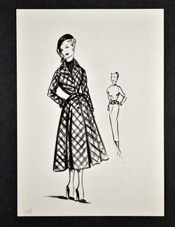 Molyneux 1949 Original fashion drawing n°108