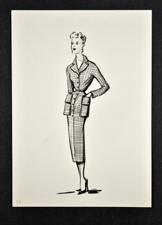 Molyneux 1949 Original fashion drawing n°33