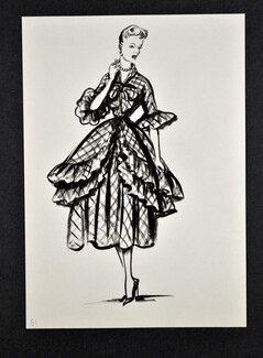 Molyneux 1949 Original fashion drawing n°61