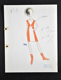 Serge Matta 1960 Original fashion drawing N°1