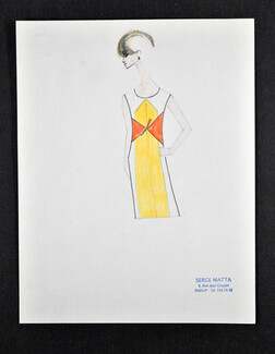 Serge Matta 1960 Original fashion drawing