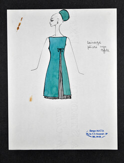 Serge Matta 1960 Original Fashion Drawing N°23