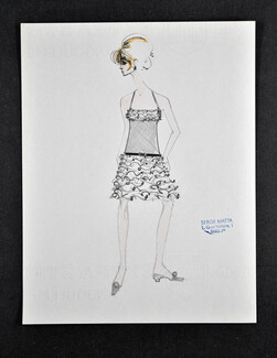 Serge Matta 1960 Original Fashion Drawing