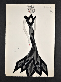 Original Fashion Drawing (F.C.) 1940-50's circa n°1054