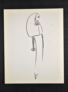 Guy Laroche 1960s, Original Fashion Drawing, Cape
