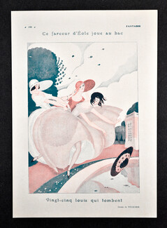 Ce farceur d'Éole joue au bac, 1922 - Gerda Wegener Woman's hat falls in the water