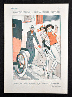 L'Automobile : Immanente Justice, 1921 - Fabien Fabiano Taxi splashing pedestrians