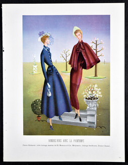 Pierre Balmain & Molyneux 1948 Fashion Illustration, A. Barlier