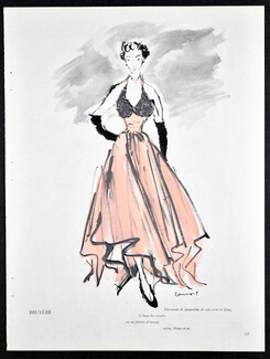 Bruyère 1949 Corselet en plumes d'oiseaux, Evening Gown, Jean-Baptiste Caumont