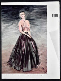 Alix 1940 Robe du soir en Organza, Corsage rose, jupe noire, Eric
