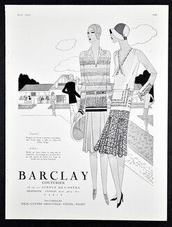 Barclay (Couture) 1929 Sport Fashion Tennis