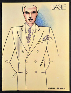 Basile 1974 Design by Muriel Grateau, Fashion Illustration, Men's Clothing
