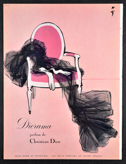 Christian Dior (Perfumes) 1955 Diorama, Chair, René Gruau