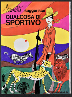 Brunetta 1967 Dior Safari Huntress, Fashion Illustration