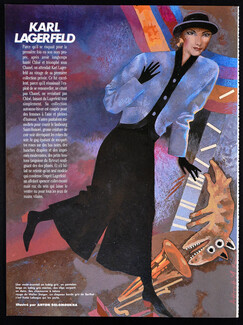 Karl Lagerfeld 1984 Anton Solomoukha, Fashion Illustration