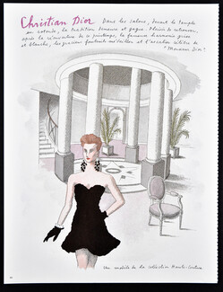 Christian Dior 1987 L'Avenue Montaigne, Temple en rotonde, le Célèbre escalier, Modèle Haute Couture, Pierre Le Tan, Texte Flora Groult
