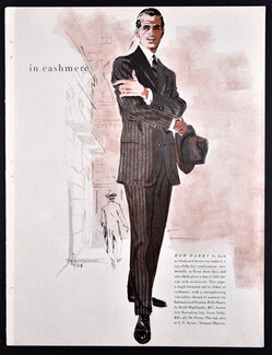 Baker (Men's Clothing) 1953 Dark Suit in Cashmere, Fashion Illustration Wilson