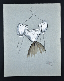 Bassia 1960 Original Fashion Drawing, Blouse
