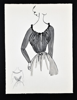 Bassia 1960 Original Fashion Drawing, Blouse