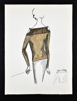 Bassia 1960 Original Fashion Drawing, Knitwear