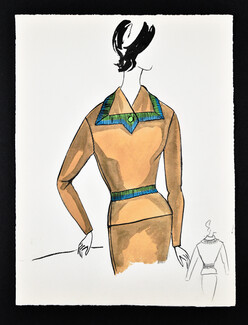 Bassia 1960 Original Fashion Drawing, Knitwear