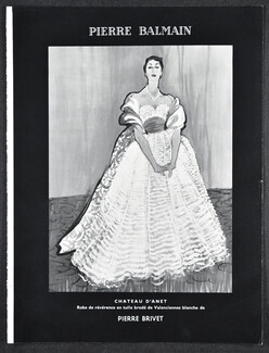 Pierre Balmain 1953 René Gruau, Ball Gown, Strapless Dress, Pierre Brivet