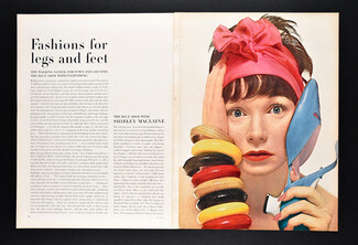 Fashions for legs and feet, 1964 - Shirley Maclaine, Photos Bert Stern, Shoes Capezio, I. Miller, Delman, Evins, 6 pages