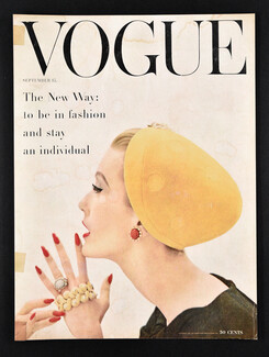 Vogue (USA) 1955 Hat by Adolfo of Emme, David Webb Jewels, Photo Rutledge, Cover Only