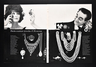Paris couture jewels — US Scoop, 1961 - Jean-Pierre, Cis, Christian Dior, Gripoix, Photo William Klein