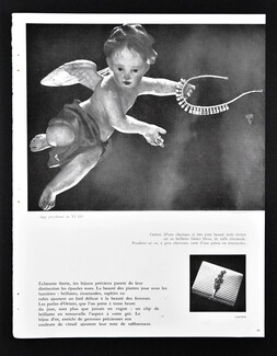 Cartier 1954 Rivière en brillants, Ange polychrome du XVIIIe — au dos Boucheron, Mauboussin