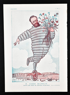 Barrère 1923 André Michelin, Biography, Caricature, Bibendum, 2 pages