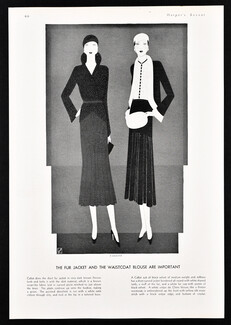 Callot Soeurs (Couture) 1930 Reynaldo Luza, Fur Jacket and Waistcoat Blouse