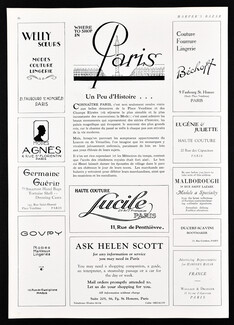 Where to shop in Paris, 1927 - Lucile, Welly Soeurs, Madame Agnès, Germaine Guérin, Goupy, Bechoff, Premet, Alexandrine, Heim, Marie Nowitzky, Redfern, Ask Helen Scott, Marguerite Calvé