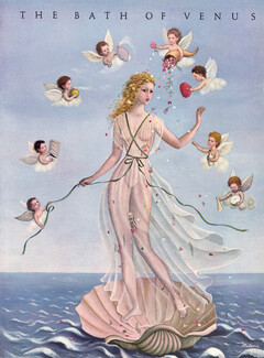 Milena 1941 The Bath of Venus, Charming Cherubs, Powder-puffs, Bath mitts, Atomizers