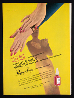 Peggy Sage 1945 Sage Red, Shimmer Sheen, Nail Polish