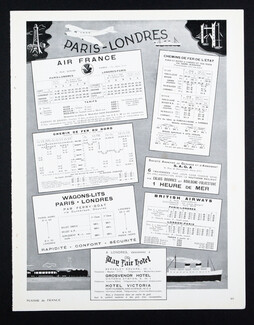Paris-Londres 1937 Air France, British Airways, Wagons Lits