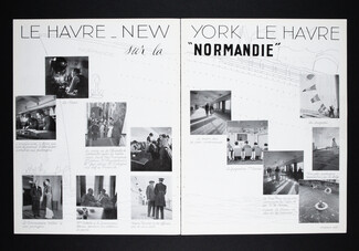 Le Havre - New York - Le Havre sur la "Normandie", 1935 - Normandie Transatlantic Liner, Photographies Schall, 4 pages