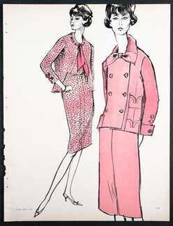 Chanel 1961 Pink Wool Suits, Copied by Davidow, Hervé Dubly