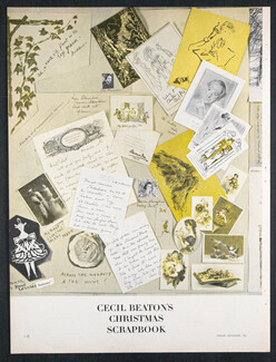 Cecil Beaton 1962 Christmas Scrapbook, 2 pages