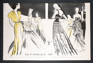 Grès, Jacques Fath, Germaine Lecomte, Robert Piguet, Worth, Paquin 1947 Evening Dresses, Pierre Simon