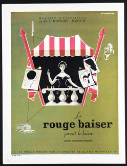 Rouge Baiser 1949 Magasin d'exposition 27 Frg St Honoré, Lipstick, Pierre Fix-Masseau, Gruau