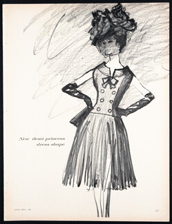 René Bouché 1960 Galerie fashion, Demi-princess dress