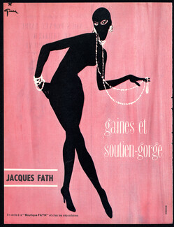 Jacques Fath 1955 Gaines et Soutien-gorge, René Gruau