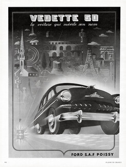 Ford Vedette 1950 Eiffel Tower, Arc de Triomphe