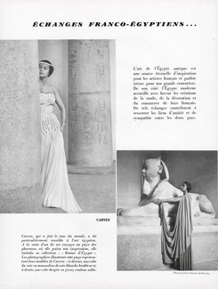 Carven 1950 "Retour d'Egypte" Evening Gown, Egyptian style, Sphinx, Photo Denyse Smith-Joly