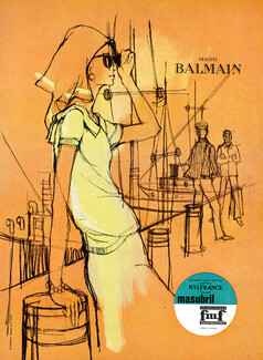 Balmain 1962 Tricots, H.R.Herz, Fashion Illustration